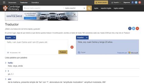 traductor ingles a español cambridge